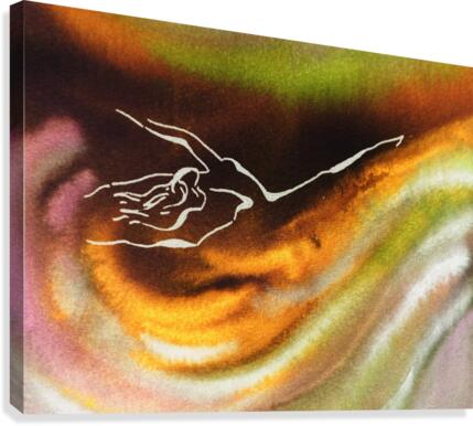 Dancing With The Season Autumn Flames Ballet Abstract Watercolor   Canvas Print