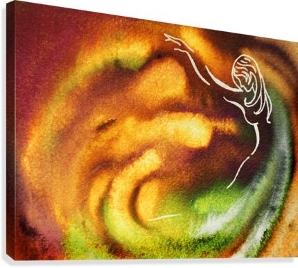 Gorgeous Dance Of Autumn Vortex Abstract Watercolor   Canvas Print