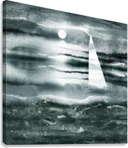 Beach House Art Sailboat At The Ocean Shore Seascape Painting XI  Canvas Print