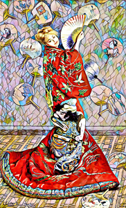 Madame Monet en costume japonais 1876 mosaic