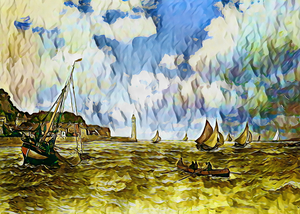 Monet Mouth of the Seine dig oil