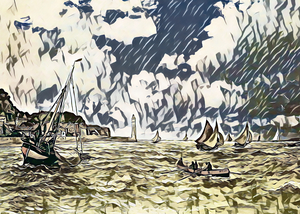 Monet Mouth of the Seine ink