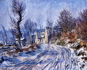 Road to Giverny in Winter oil 1