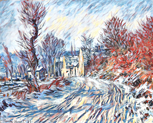 Road to Giverny in Winter impressionist 3 Print