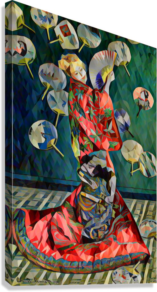 Madame Monet en costume japonais 1876 poly  Canvas Print
