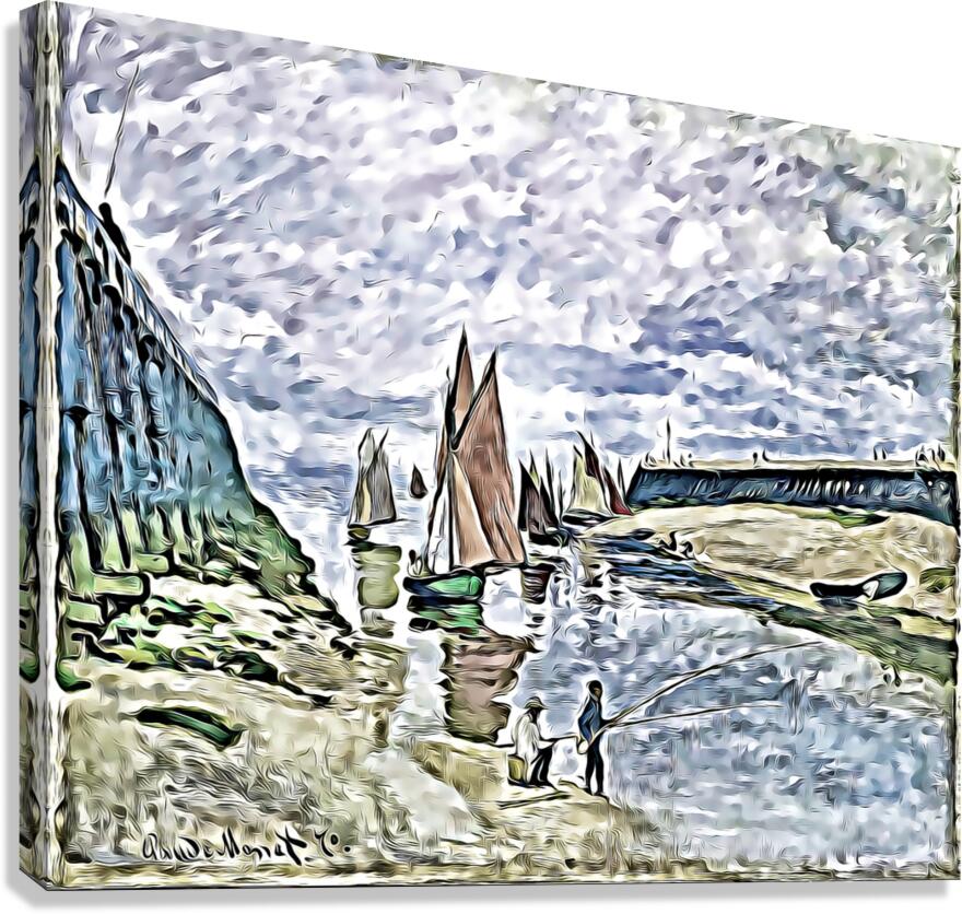 Le port de Trouville Breakwater at Trouville Low  1698624048.7293  Canvas Print