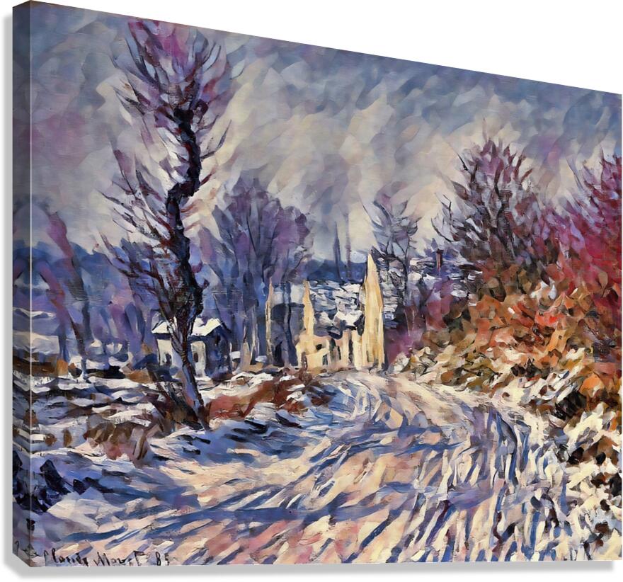 Road to Giverny in Winter oil 2  Canvas Print