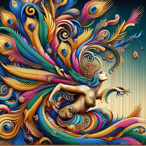 Elaborate Peacock’s Tail by Michael Woodard  Print