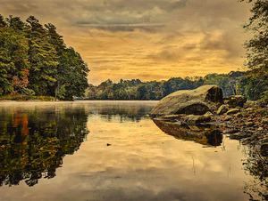 Reflections in the Rain - Maine River Wall Art - Durham Maine