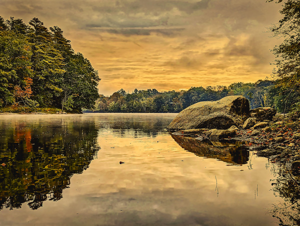 Reflections in the Rain - Maine River Wall Art - Durham Maine Print