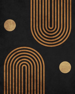Arches on Black - Minimal Geometric Abstract 1