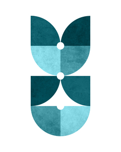 Quarter Circle Pattern 1 - Minimal Geometric Scandinavian Abstract - Blue