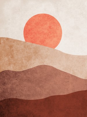 Sun Over the Hills - Abstract Minimal Landscape