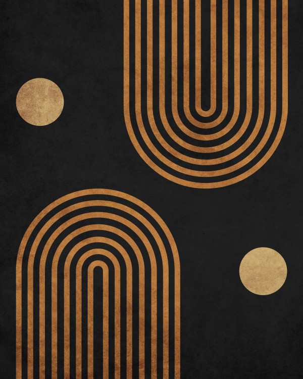 Arches on Black - Minimal Geometric Abstract 1 by Cosmic Soup