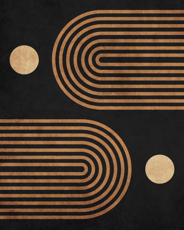 Arches on Black - Minimal Geometric Abstract 2 by Cosmic Soup