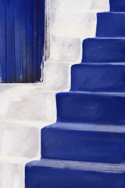 Azure Stairs - Santorini - Greece by Cosmic Soup