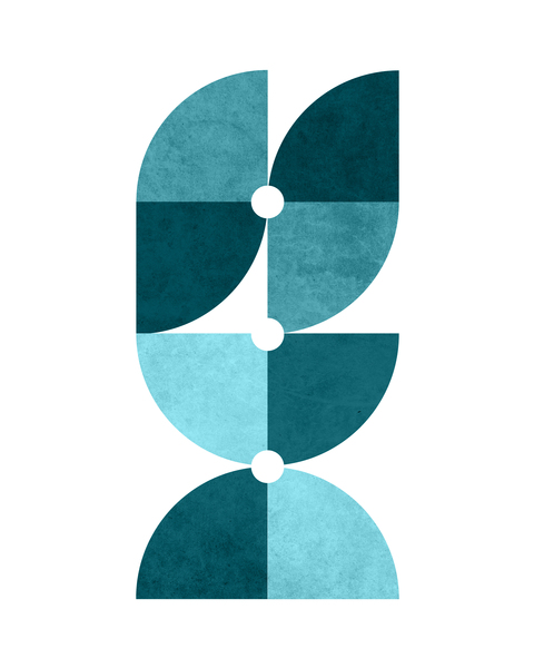 Quarter Circle Pattern 2 - Minimal Geometric Scandinavian Abstract - Blue by Cosmic Soup