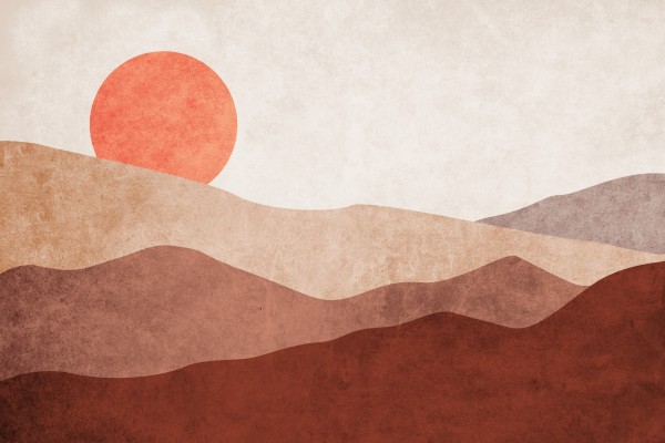 Sun Over the Mountains - Abstract Minimal Landscape by Cosmic Soup