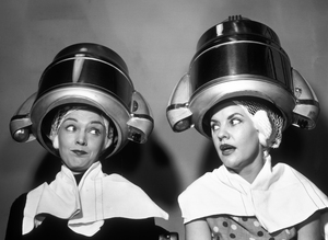 1950s Two Women Sitting & Talking Under Hairdryer 172464