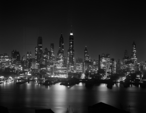 1950s EMPIRE STATE BUILDING HUDSON RIVER MAN NY US 178821