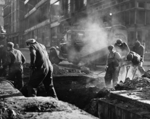 1930s CONSTRUCTION WORKERS DIGGING DITCH BOSTONMA 195751