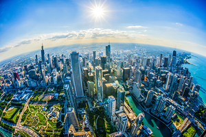 Aerial Lake Michigan Chicago Cook County IL US 205598