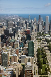 Downtown Chicago drone shot Chicago Illinois US 246283
