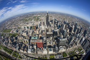 Downtown Chicago fisheye drone shot Illinois USA 246289