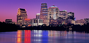 View of an urban skyline at night Austin Texas 89467