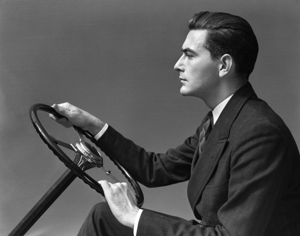1930s-40s MAN WEARING SUIT AND TIE DRIVING 194394 Print