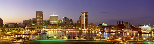 City skyline at night Baltimore Maryland USA 27378 Print