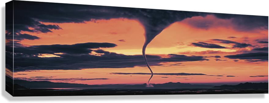 Tornado in the orangeyellow sky 92011 Canvas Print