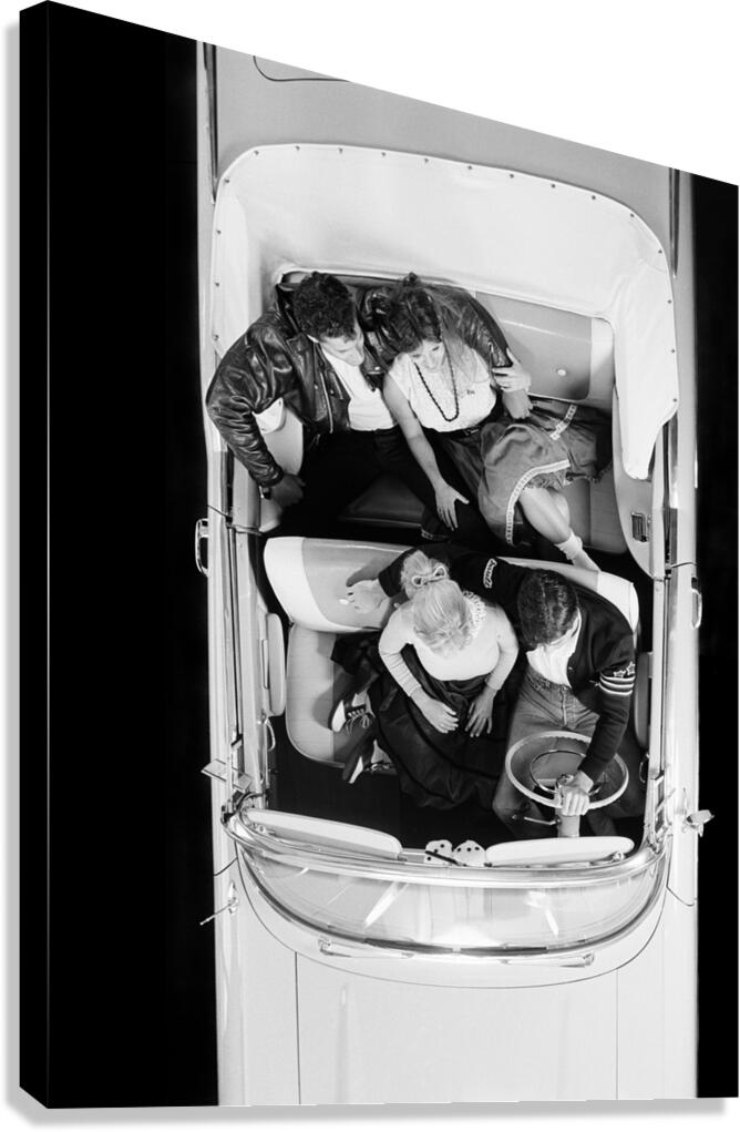 1950s TWO TEEN COUPLES IN CONVERTIBLE CAR 194090 Canvas Print
