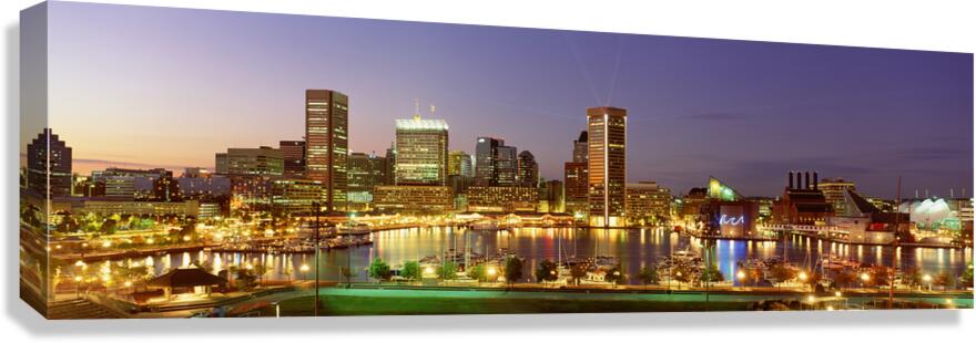 City skyline at night Baltimore Maryland USA 27378 Canvas Print