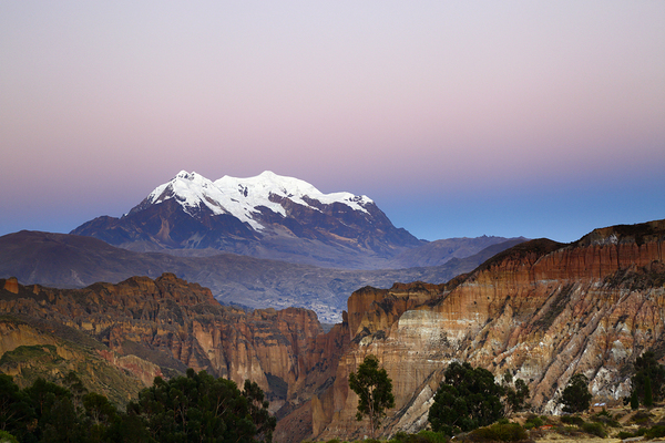 Belt of Venus above Mt Illimani and Palca Canyon Bolivia by Magical Andes Photography