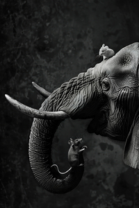 Elephant with two mice