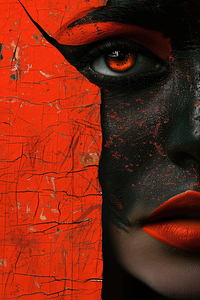 Womans face divided in half