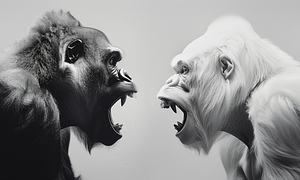 Angry gorillas clash face to face