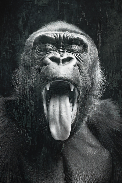 Gorilla making a tongue out by iRT