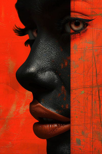 Womans face divided in half by iRT