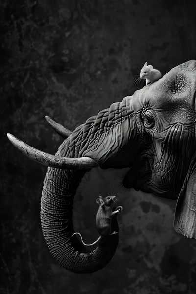 Elephant with two mice by iRT