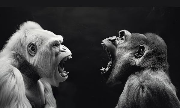 Angry gorillas clash face to face by iRT