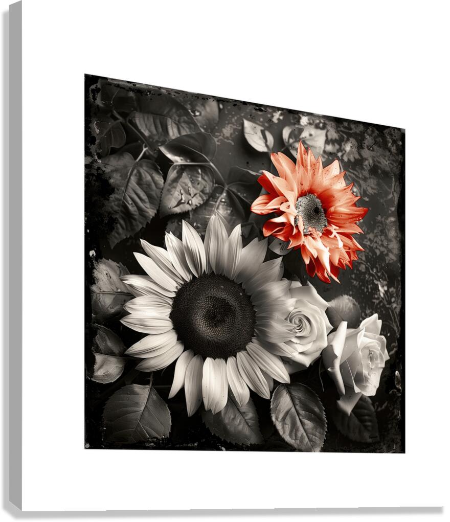 B&W flowers composition. Canvas Print