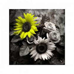 B&W flowers composition