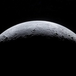Moon on dark starry background