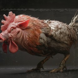 Chimera animal half-pig half-rooster