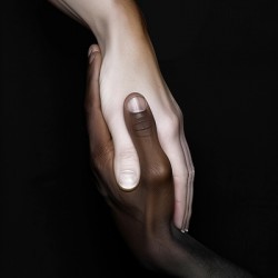 Black and white hands entwined