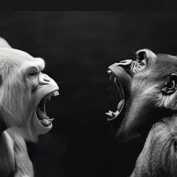Angry gorillas clash face to face