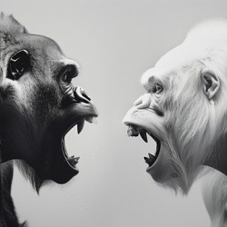 Angry gorillas clash face to face