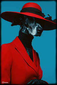Dog portrait - Lady in red FA 25 2x3  7